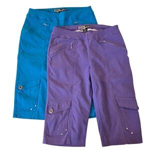 jamie sadock Teal and Purple Cargo Capris Set